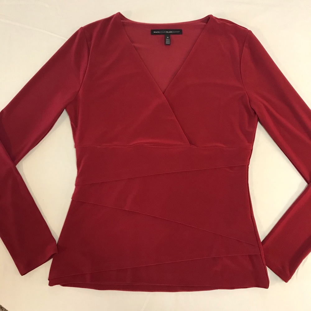 WHBM Tiered Long Sleeve Red Blouse - Size Medium